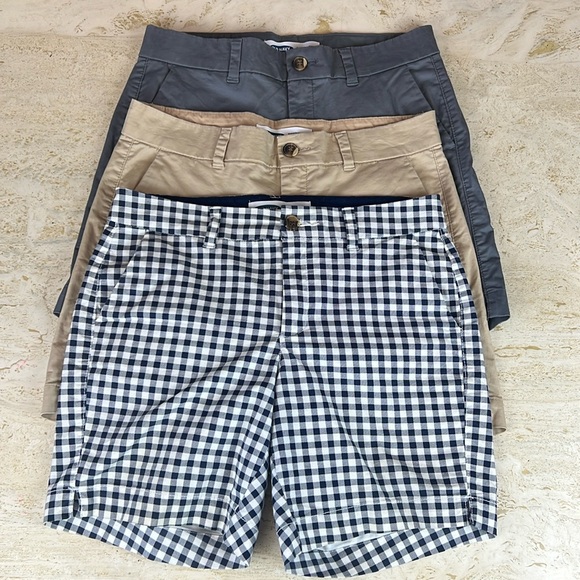 Old Navy Pants - 3 Old Navy everyday mid-rise women’s size 4 shorts gray, tan and checker